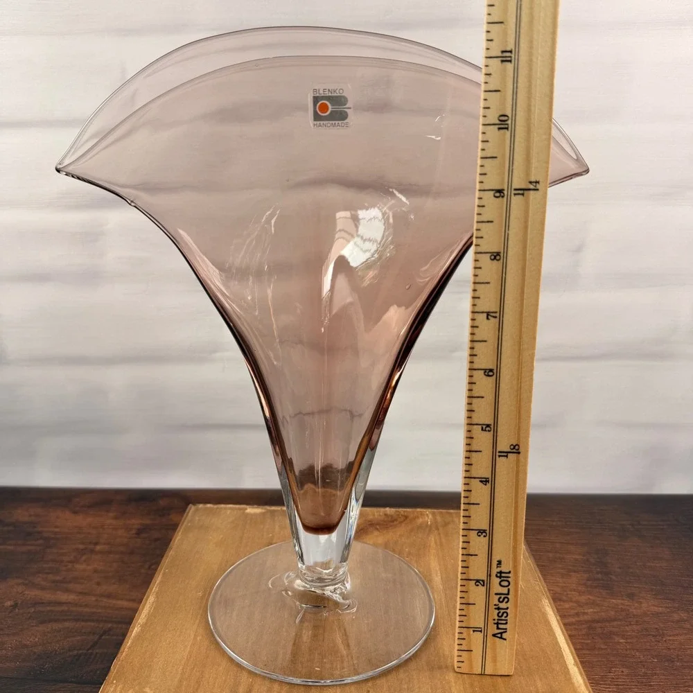 Blenko 872 Fan Vase Dusty Rose Art Glass